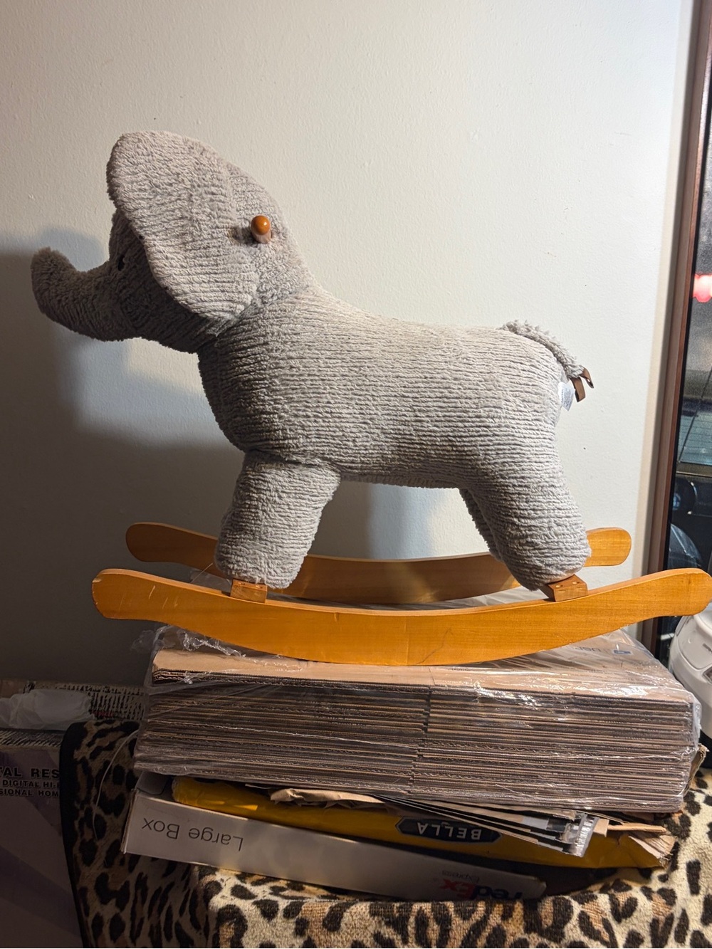 Plush Elephant Rocker Toy in Light Gray - Kids Toys